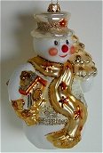 Gold Snowman with Birdhouse
